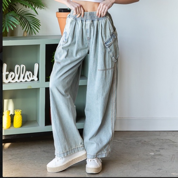 Oli and Hali Denim - ❤️ SALE Oli & Hali Wide Leg Light Denim Pants Women's Jeans Cargo Jeans #136